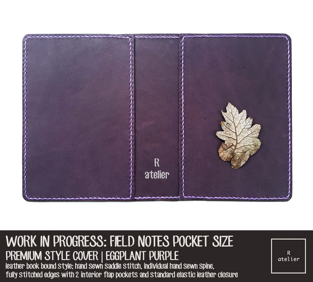 WORK IN PROGRESS: R.atelier Eggplant Purple Field Notes Pocket Size Leather Notebook Cover