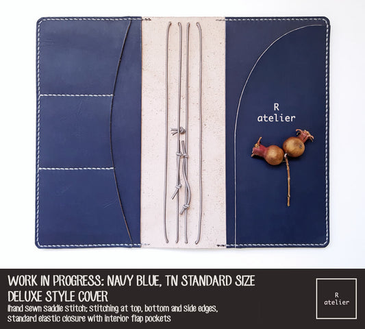 WORK IN PROGRESS: R.atelier Deluxe TN Standard Size, Navy Blue Leather Cover