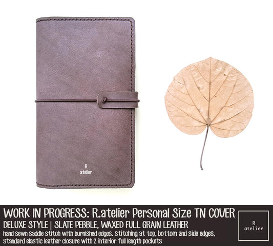 R.atelier Slate Pebble Personal Size TN Deluxe Leather Notebook Cover
