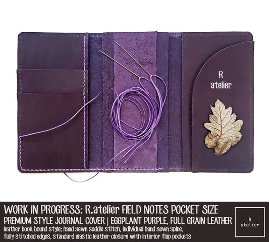 WORK IN PROGRESS: R.atelier Eggplant Purple Field Notes Pocket Size Premium Leather Notebook Cover