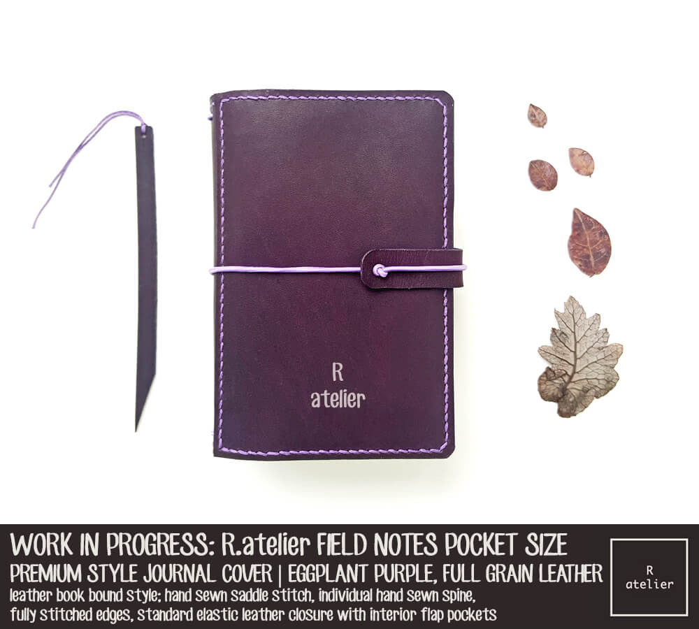 WORK IN PROGRESS: R.atelier Eggplant Purple Field Notes Pocket Size Premium Leather Notebook Cover