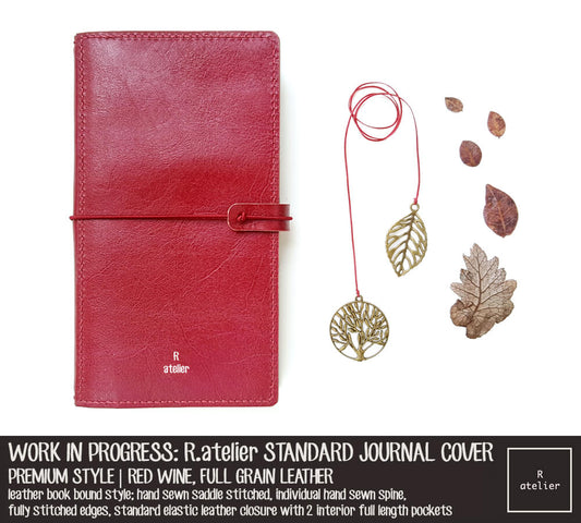 WORK IN PROGRESS: R.atelier Red Wine Standard Size Premium Leather Notebook Cover