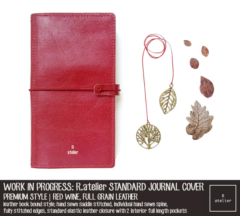 WORK IN PROGRESS: R.atelier Red Wine Standard Size Premium Leather Notebook Cover