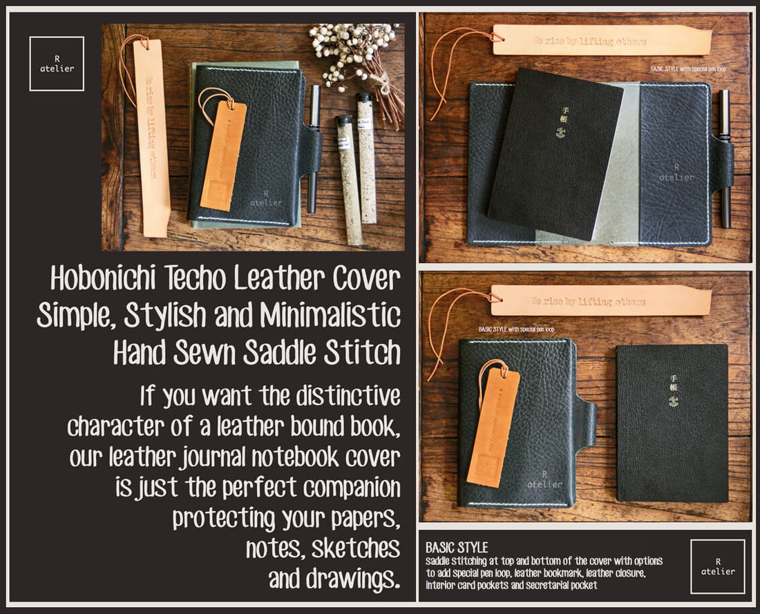 ✭ R.ATELIER HOBONICHI TECHO A6 PLANNER LEATHER COVER: MIDNIGHT GREEN ✭