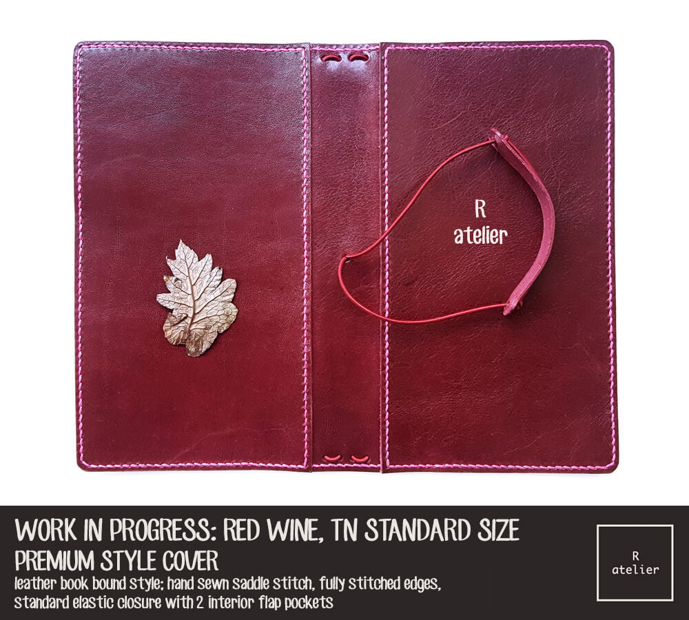 WORK IN PROGRESS: R.atelier Red Wine TN Standard Size Premium Style Leather Cover