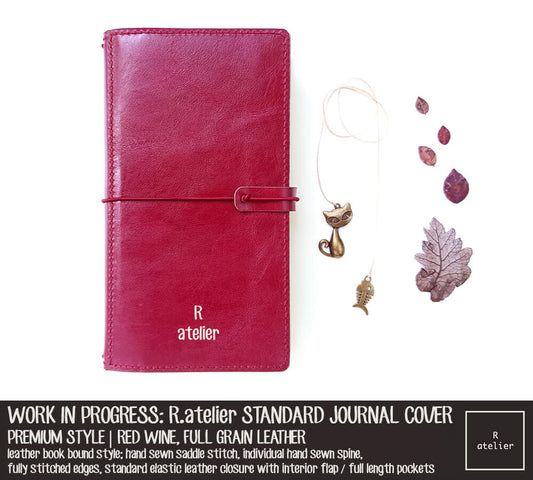 WORK IN PROGRESS: R.atelier Red Wine Standard Size Premium Leather Notebook Cover