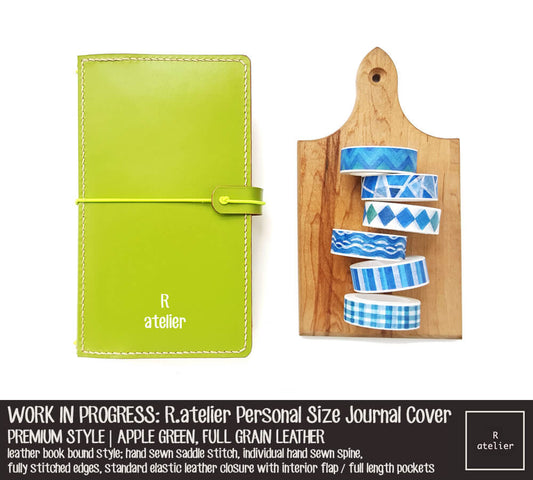 WORK IN PROGRESS: R.atelier Apple Green Personal Size Premium Leather Notebook Cover