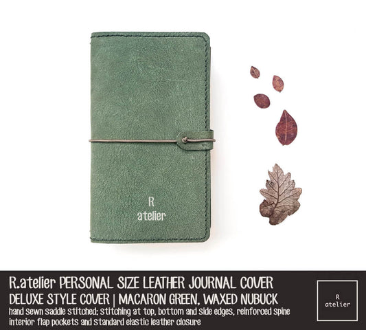 R.atelier Macaron Green Personal Size Leather Notebook Cover