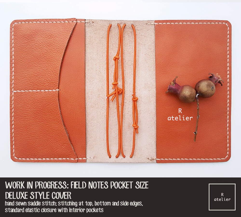 WORK IN PROGRESS: R.atelier Field Notes Pocket Size Leather Cover | Pumpkin