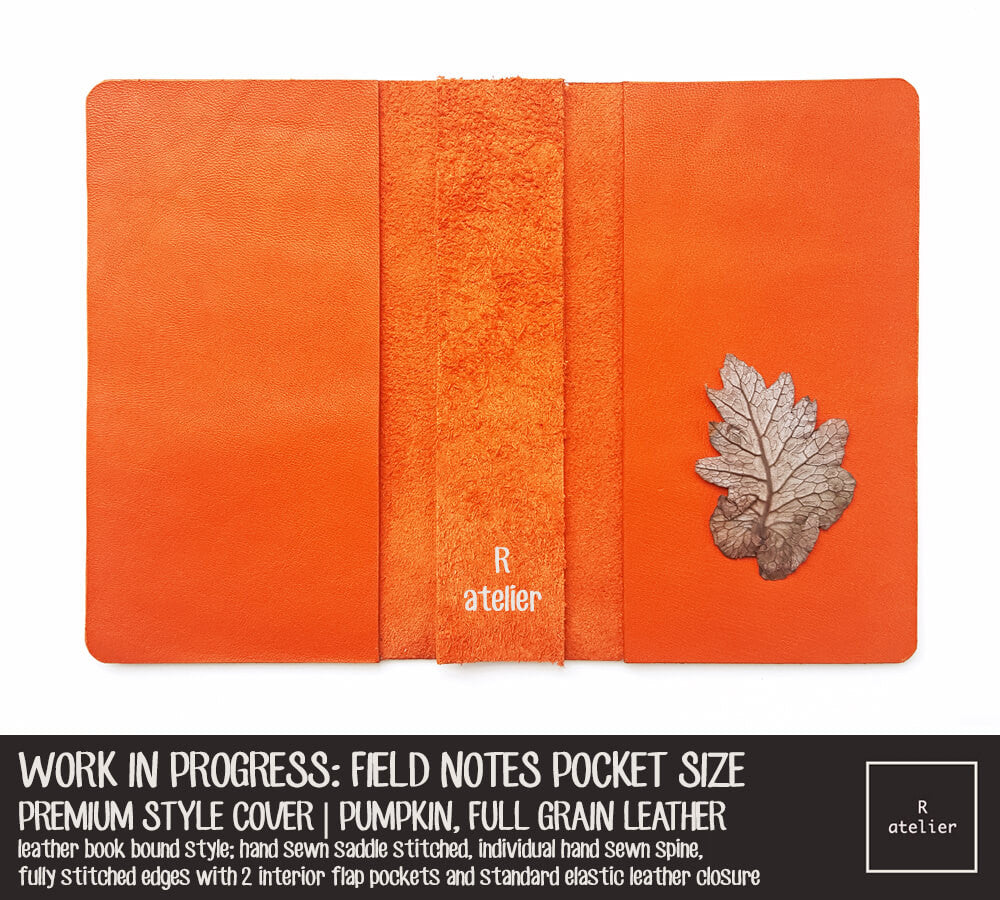 WORK IN PROGRESS: R.atelier Pumpkin Field Notes Pocket Size Leather Notebook Cover