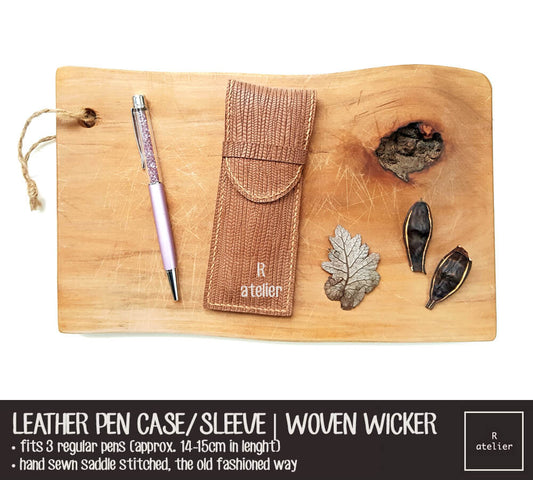R.atelier Woven Wicker Handmade Leather Pen Case / Sleeve
