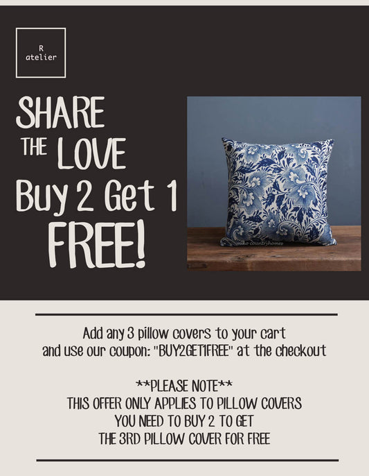 PILLOW COVERS SALE EVENT: BUY 2 GET 1 FREE!