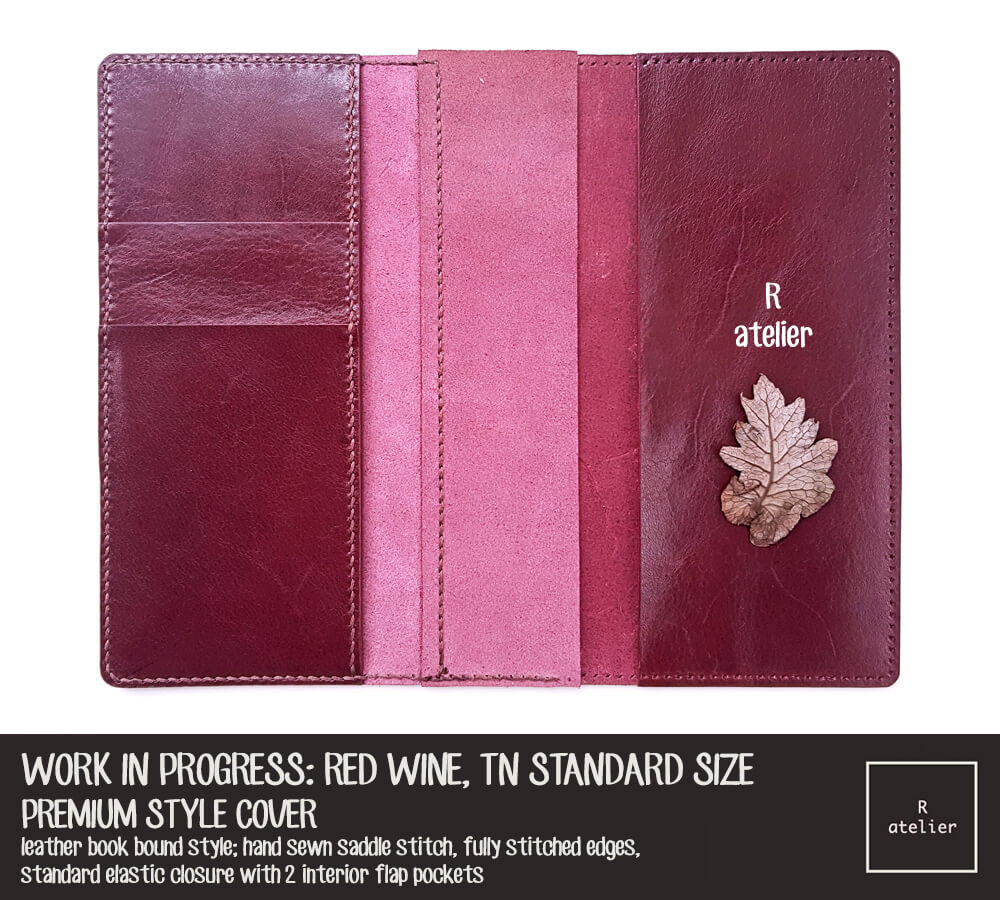 WORK IN PROGRESS: R.atelier Red Wine TN Standard Size Premium Style Leather Cover