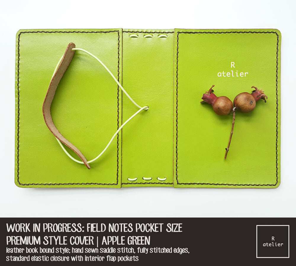 WORK IN PROGRESS: R.atelier Field Notes Pocket Size Leather Cover | Apple Green