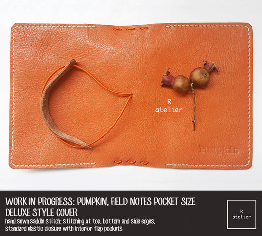 WORK IN PROGRESS: R.atelier Field Notes Pocket Size Leather Cover | Pumpkin