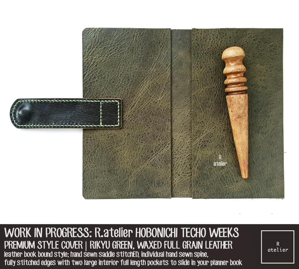 WORK IN PROGRESS: R.atelier Rikyu Green Hobonichi Techo Weeks Planner Leather Cover