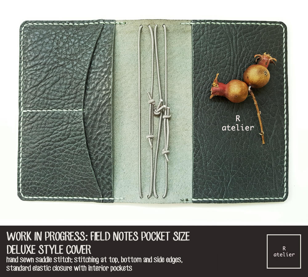 WORK IN PROGRESS: R.atelier Field Notes Pocket Size Leather Cover | Midnight Green