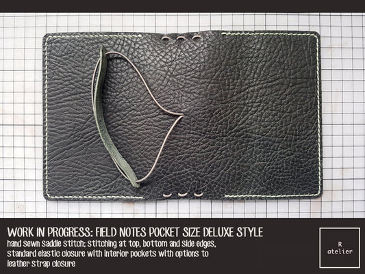 WORK IN PROGRESS UPDATE: R.atelier Field Notes Pocket Size Midnight Green Leather Cover