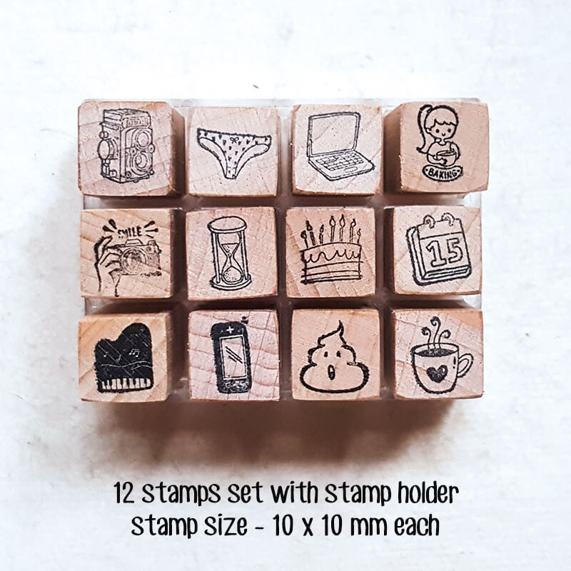 Mini Tiny Daily Life Diary Scrapbooking Wooden Stamp