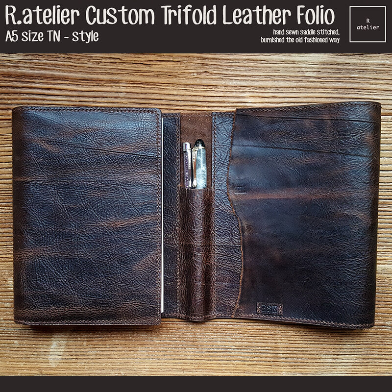 R.atelier A5 Trifold TN Leather Notebook Folio Cover