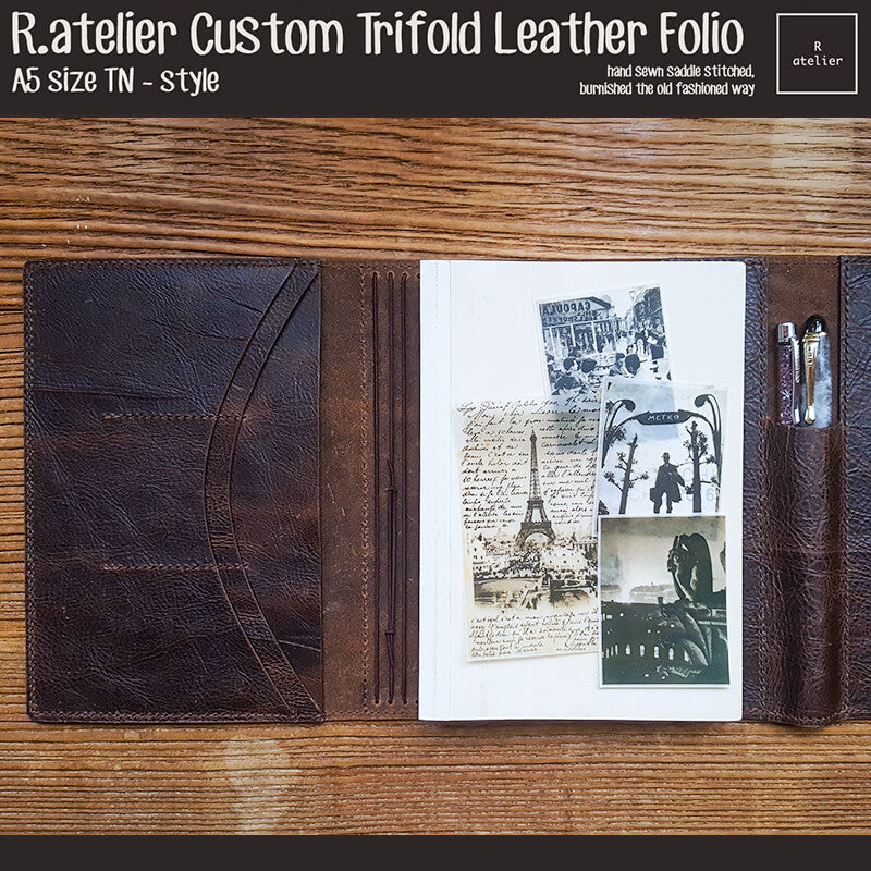 R.atelier A5 Trifold TN Leather Notebook Folio Cover