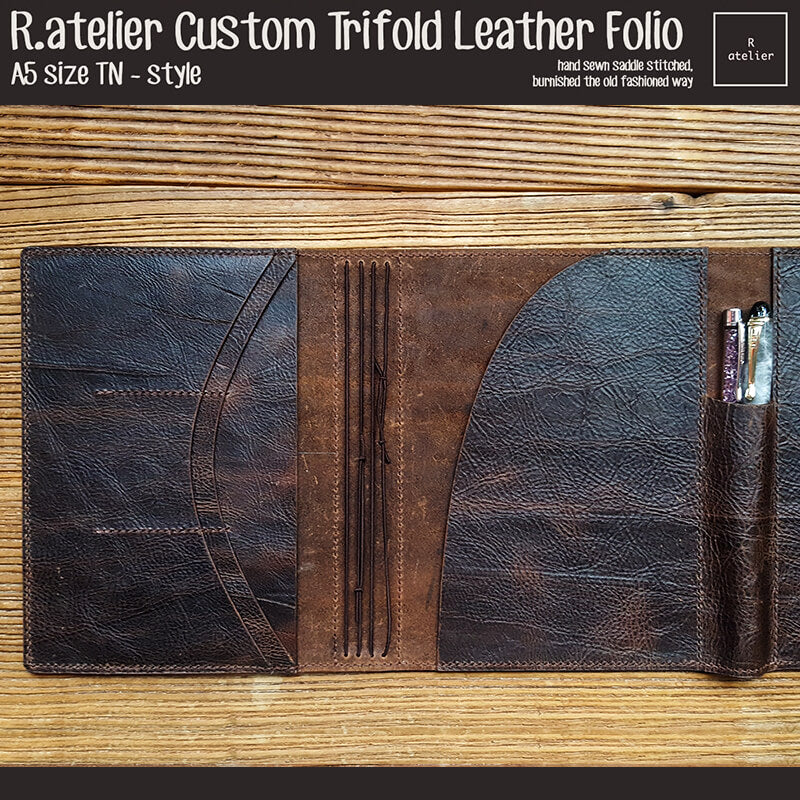 R.atelier A5 Trifold TN Leather Notebook Folio Cover