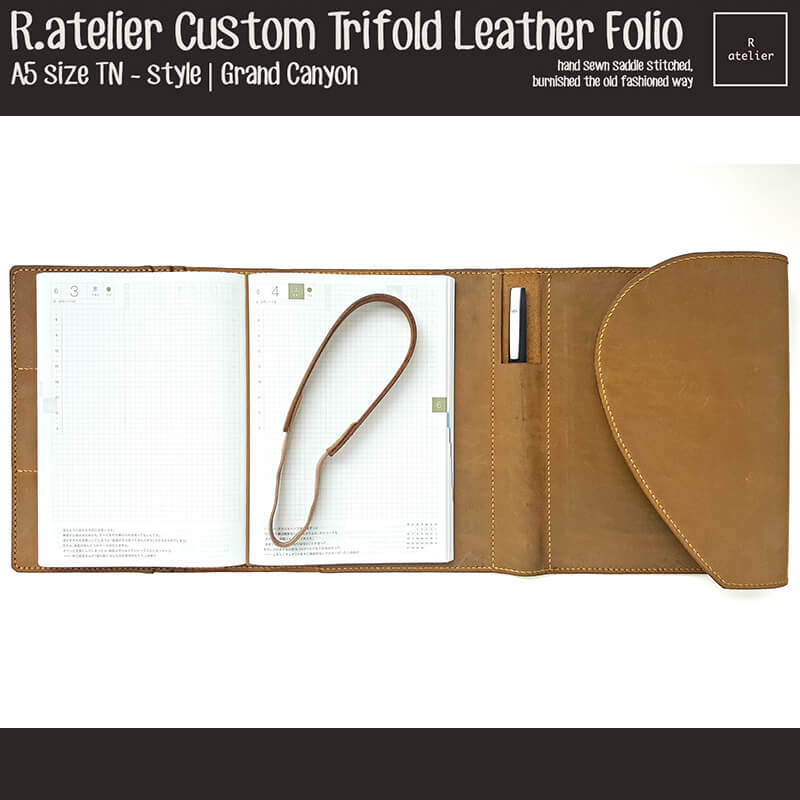 R.atelier A5 Trifold TN Leather Notebook Folio Cover