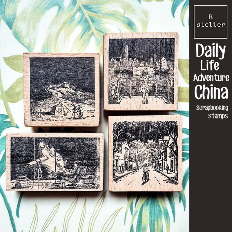 Adventure China Travelogue Scrapbooking Wooden Stamp