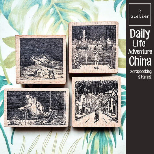 Adventure China Travelogue Scrapbooking Wooden Stamp