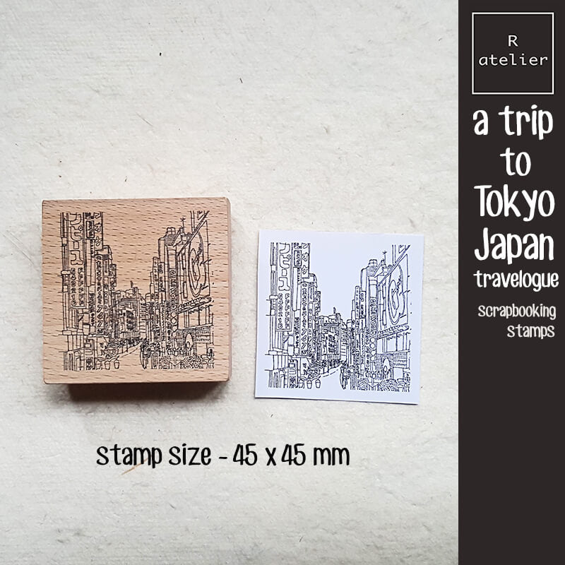 Trip to Tokyo Japan Travelogue Scrapbooking Wooden Stamp