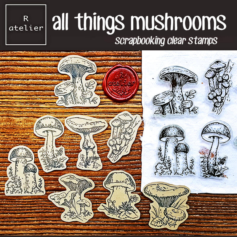 All Things Mushrooms Scrapbooking Clear Stamps