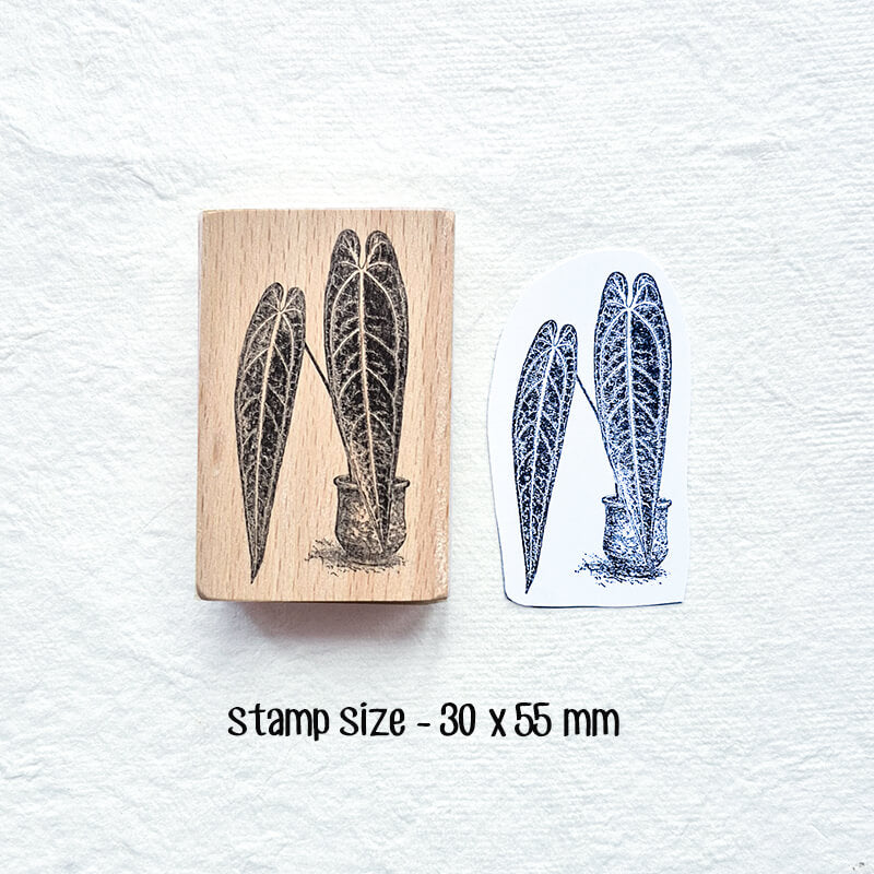 Tropical Indoor Aroids Plants Scrapbooking Wooden Stamp