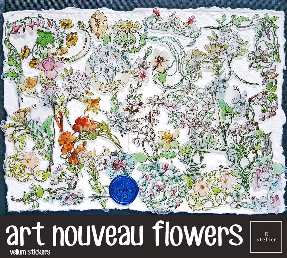 Art Nouveau Flowers Stickers