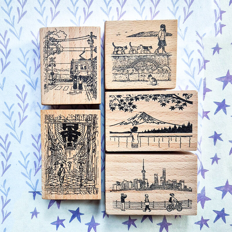 Asian Adventure Getaway Travelogue Scrapbooking Wooden Stamp