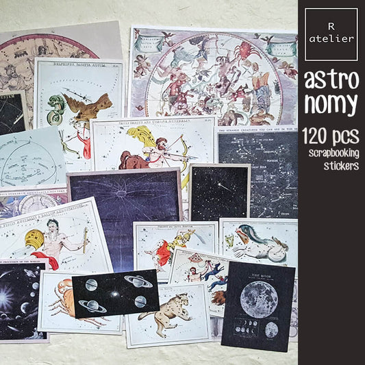 120 pcs Retro Astronomy Scrapbooking Washi Stickers