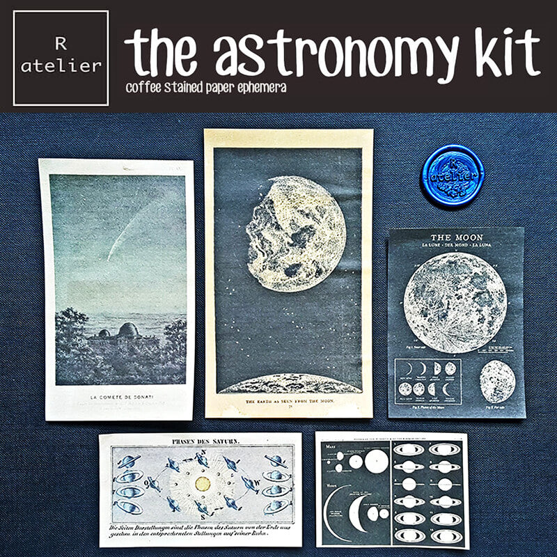 The Astronomy Kit (Coffee Stained) Scrapbooking Paper Ephemera Kit