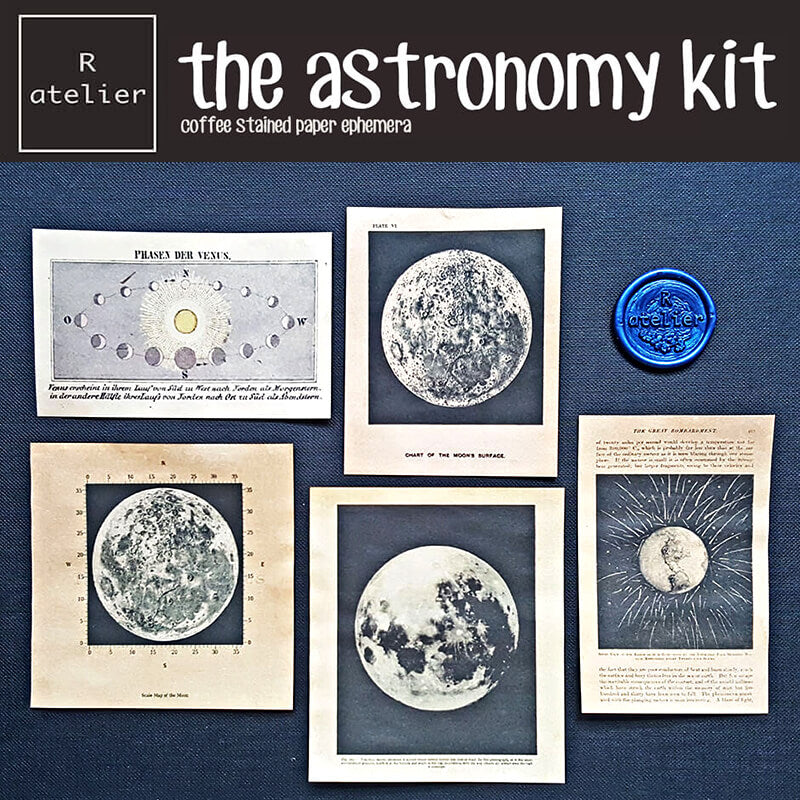 The Astronomy Kit (Coffee Stained) Scrapbooking Paper Ephemera Kit