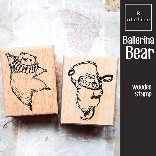 Ballerina Bear Scrapbooking Wooden Stamps