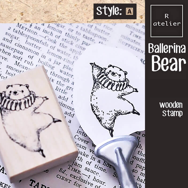 Ballerina Bear Scrapbooking Wooden Stamps