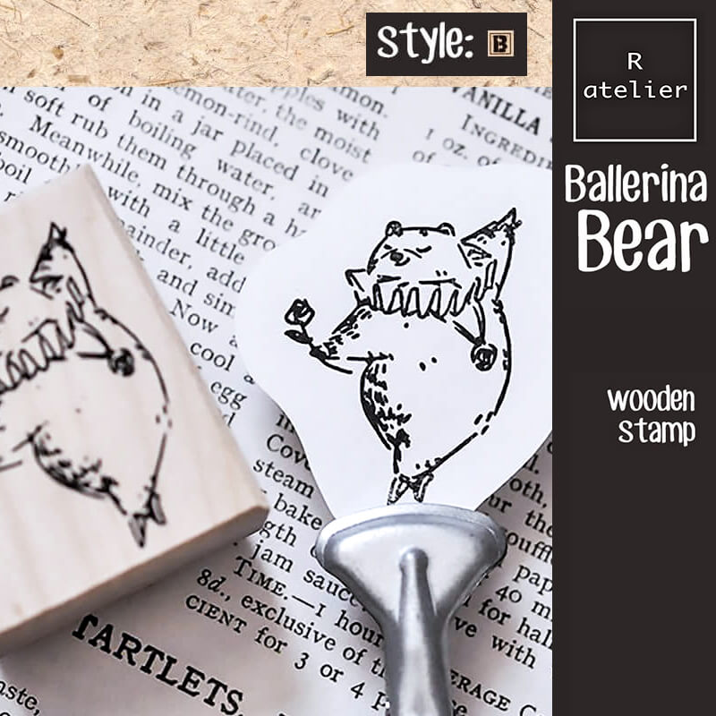 Ballerina Bear Scrapbooking Wooden Stamps