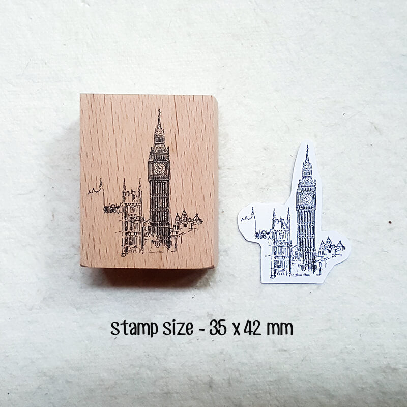 Travelogue City Landmarks Scrapbooking Wooden Stamp