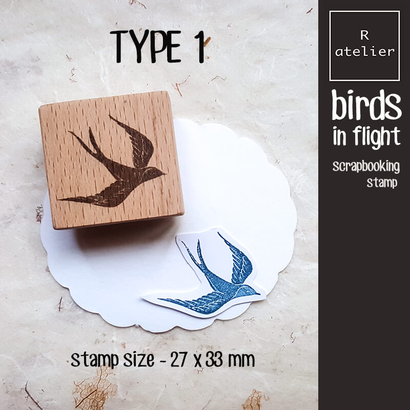 Birds in Flight Scrapbooking Wooden Stamp