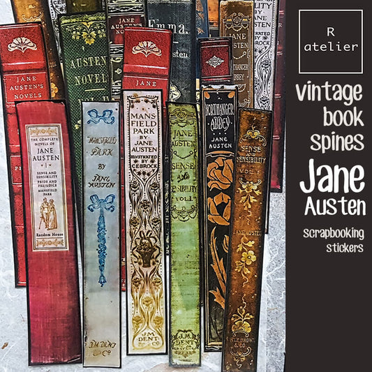 Jane Austen Vintage Book Spines Scrapbooking Decorative Stickers
