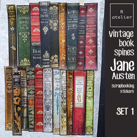 Jane Austen Vintage Book Spines Scrapbooking Decorative Stickers