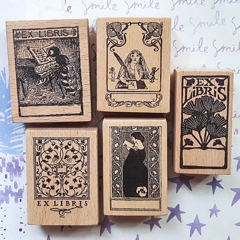 Bookplate Ex Libris Library Card Book Lovers Scrapbooking Wooden Stamp