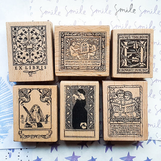 Bookplate Ex Libris Library Book Lovers Scrapbooking Wooden Stamp