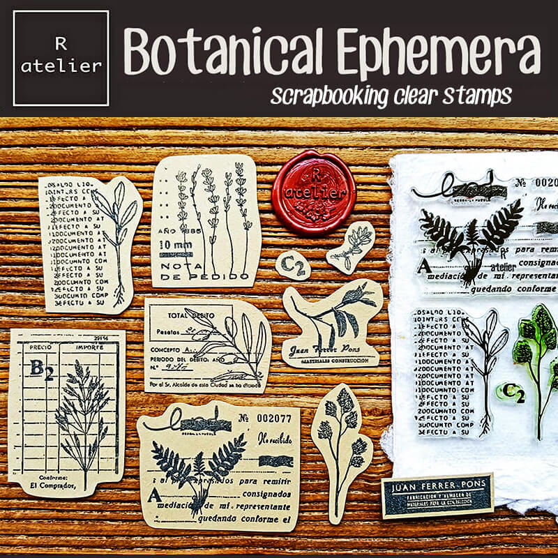 Botanical Ephemera Scrapbooking Clear Stamps