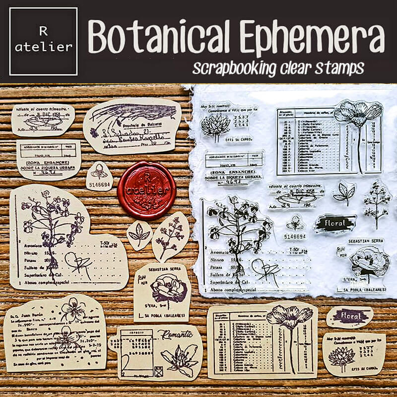 Botanical Ephemera Scrapbooking Clear Stamps