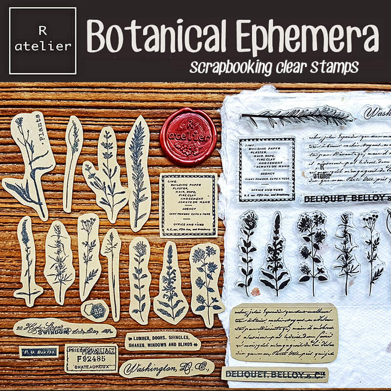 Botanical Ephemera Scrapbooking Clear Stamps