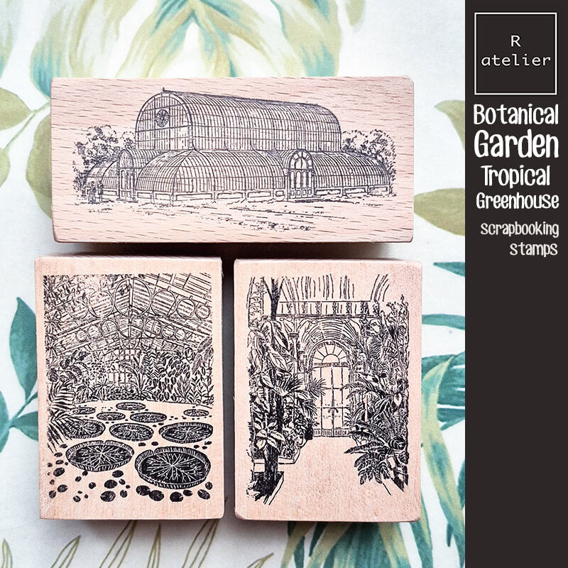 Botanical Garden Tropical Greenhouse Scrapbooking Wooden Stamp